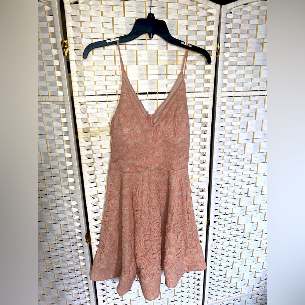 Blush pink, cotton lace, cocktail dress in size 13.